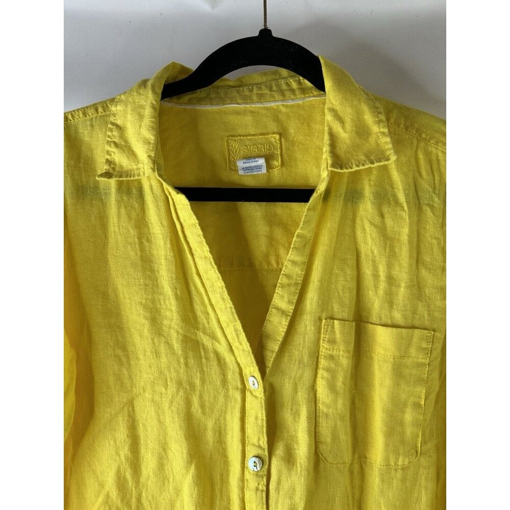 Sigrid Olsen Linen Button Front Roll Sleeve Shirt… - image 4